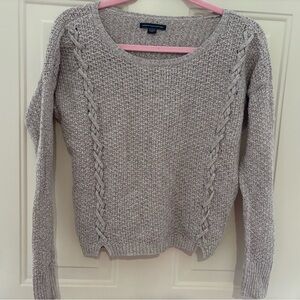 American Eagle Outfitters Light Gray Knit Sweater